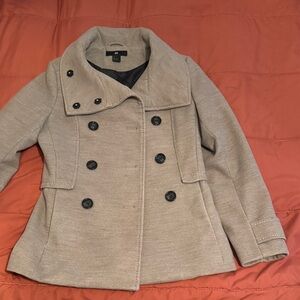 H&M Women's Beige Double-Breasted Coat